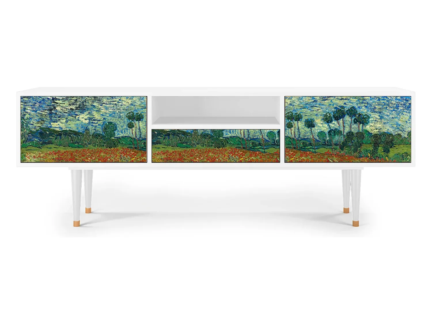 Móvel De Tv| Mueble de TV - 170х59х41 cm - T6 - Poppy field by van Gogh, Branco Bege