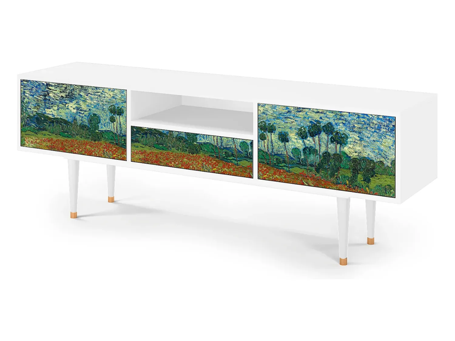 Móvel De Tv| Mueble de TV - 170х59х41 cm - T6 - Poppy field by van Gogh, Branco Bege