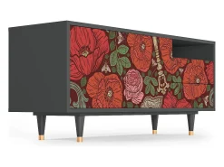 Móvel De Tv* Mueble de TV - 125х56х41 cm - T7 - Poppy Garden, Antracite Cinza antracite
