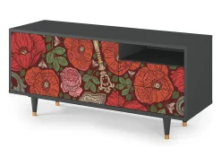 Móvel De Tv* Mueble de TV - 125х56х41 cm - T7 - Poppy Garden, Antracite Cinza antracite