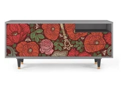 Mueble de TV - 125х56х41 cm - T7 - Poppy Garden, Cinza^ Móvel De Tv