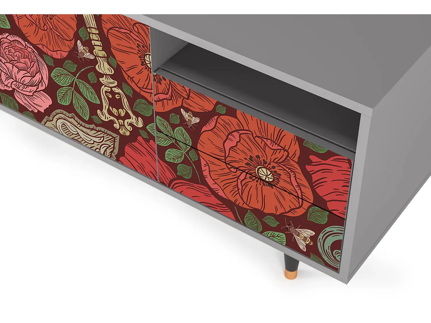 Mueble de TV - 125х56х41 cm - T7 - Poppy Garden, Cinza^ Móvel De Tv