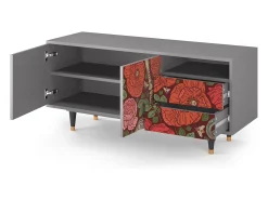 Mueble de TV - 125х56х41 cm - T7 - Poppy Garden, Cinza^ Móvel De Tv