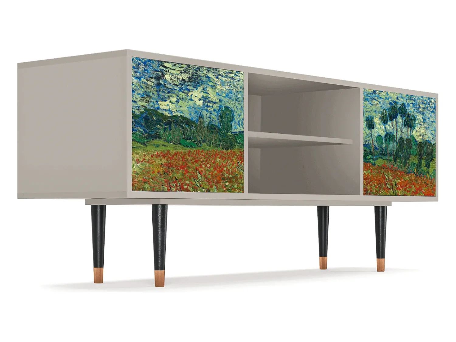 Móvel De Tv* Mueble de TV - 170х69х48 cm - T2 - Poppy field by van Gogh, Areia Bege