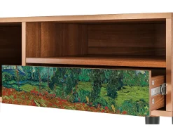 Móvel De Tv* Mueble de TV - 115х59х48 cm - T3 - Poppy field by van Gogh, Nogueira Castanho