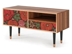 Móvel De Tv* Mueble de TV - 115х59х48 cm - T3 - Poppy Garden, Nogueira Castanho