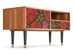 Móvel De Tv* Mueble de TV - 115х59х48 cm - T3 - Poppy Garden, Nogueira Castanho