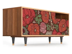 Móvel De Tv* Mueble de TV - 125х56х41 cm - T7 - Poppy Garden, Nogueira Castanho