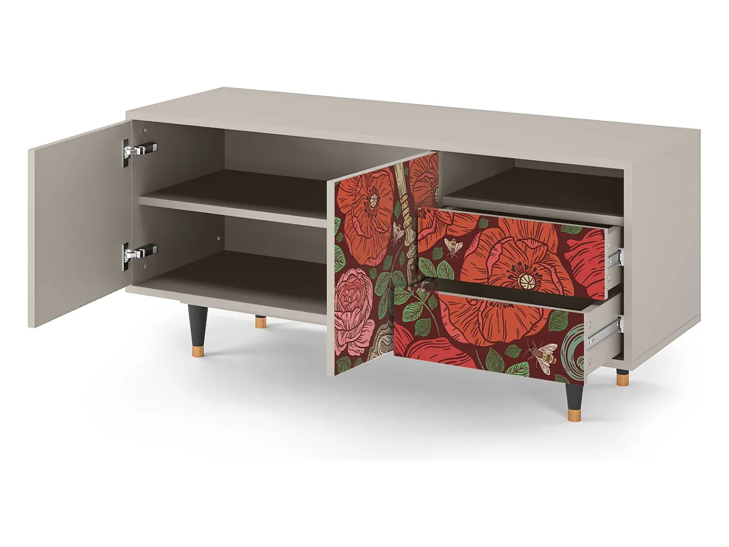 Best Mueble de TV - 125х56х41 cm - T7 - Poppy Garden, Areia Bege