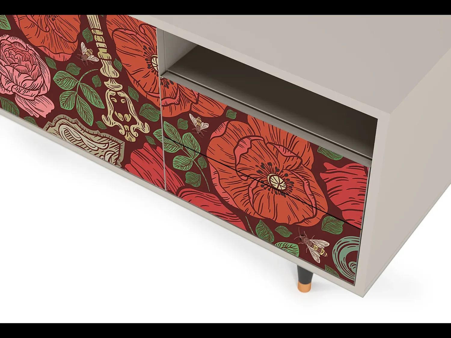 Best Mueble de TV - 125х56х41 cm - T7 - Poppy Garden, Areia Bege