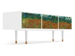 Online Mueble de TV - 170х59х48 cm - T4 - Poppy field by van Gogh, Branco Bege