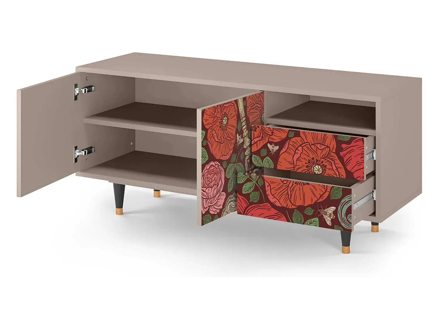 Móvel De Tv| Mueble de TV - 125х56х41 cm - T7 - Poppy Garden, Latte Bege