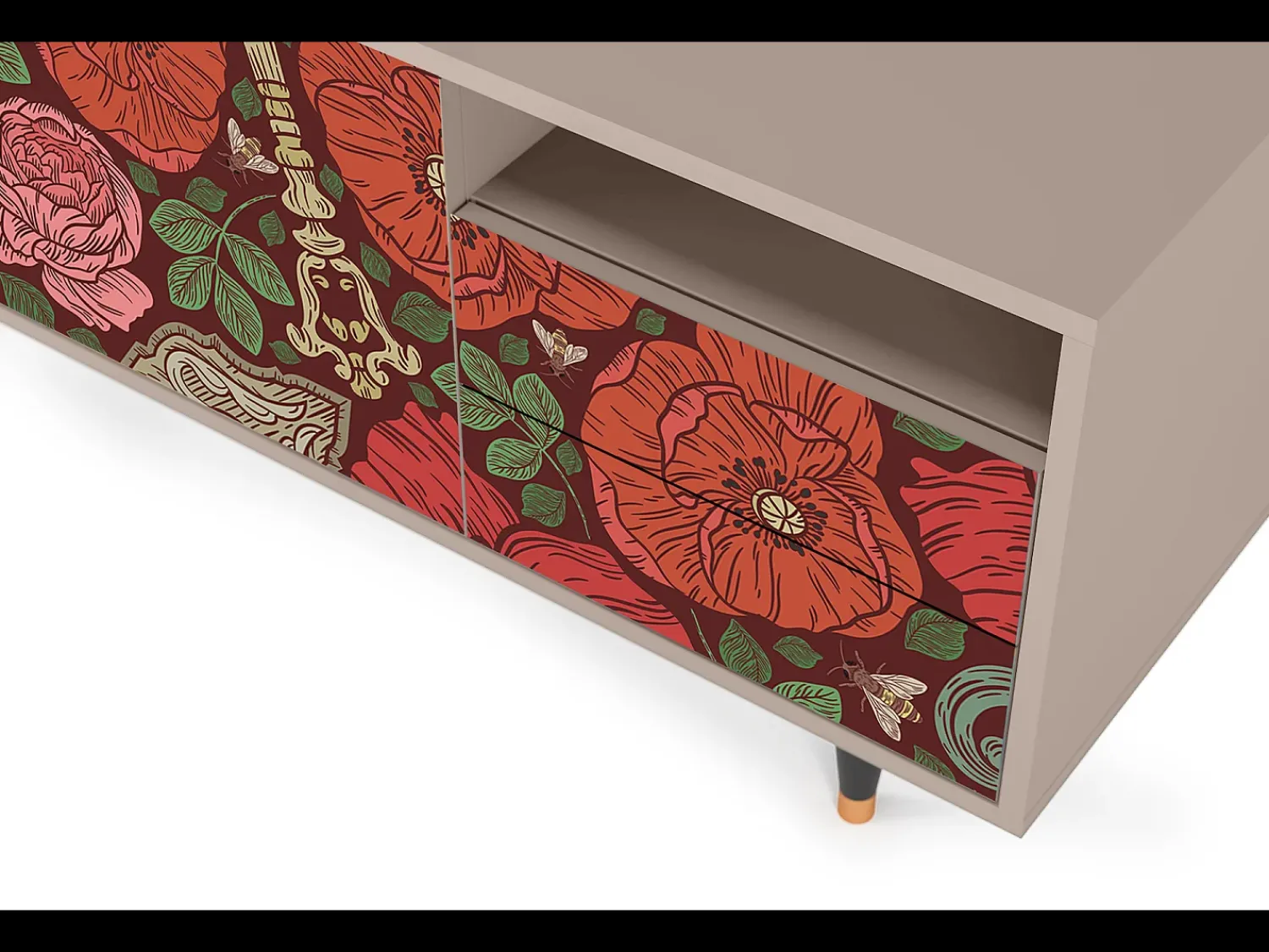 Móvel De Tv| Mueble de TV - 125х56х41 cm - T7 - Poppy Garden, Latte Bege