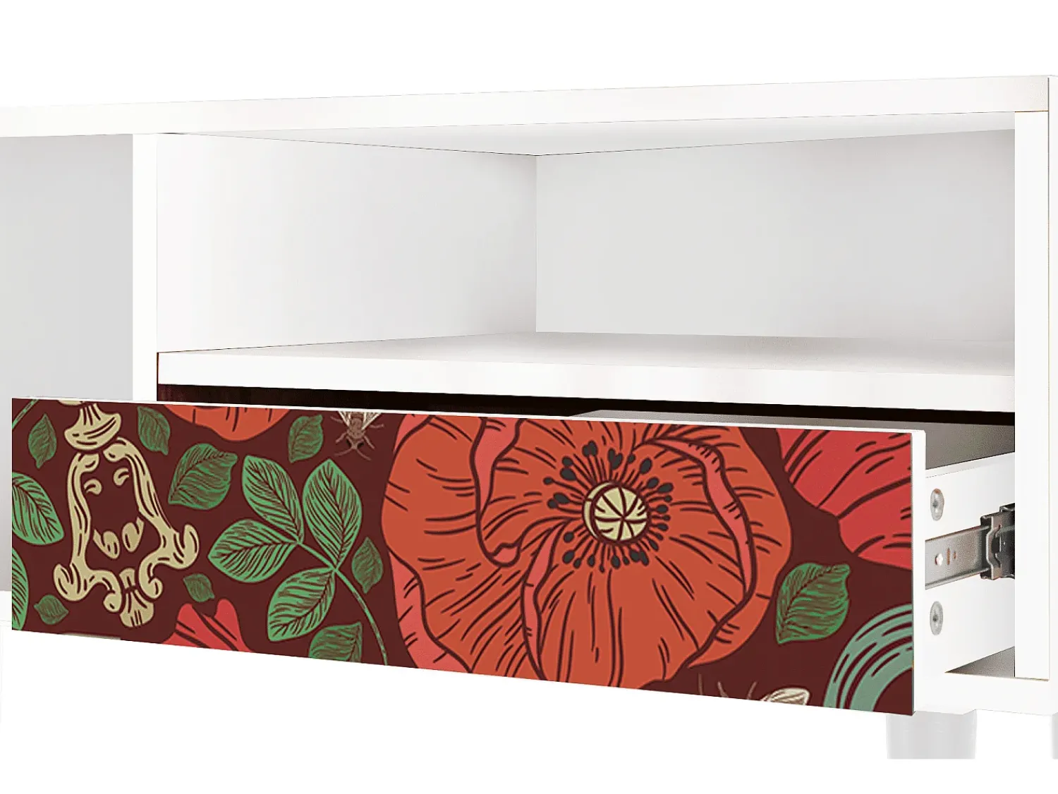 Móvel De Tv| Mueble de TV - 115х59х48 cm - T3 - Poppy Garden, Branco Bege