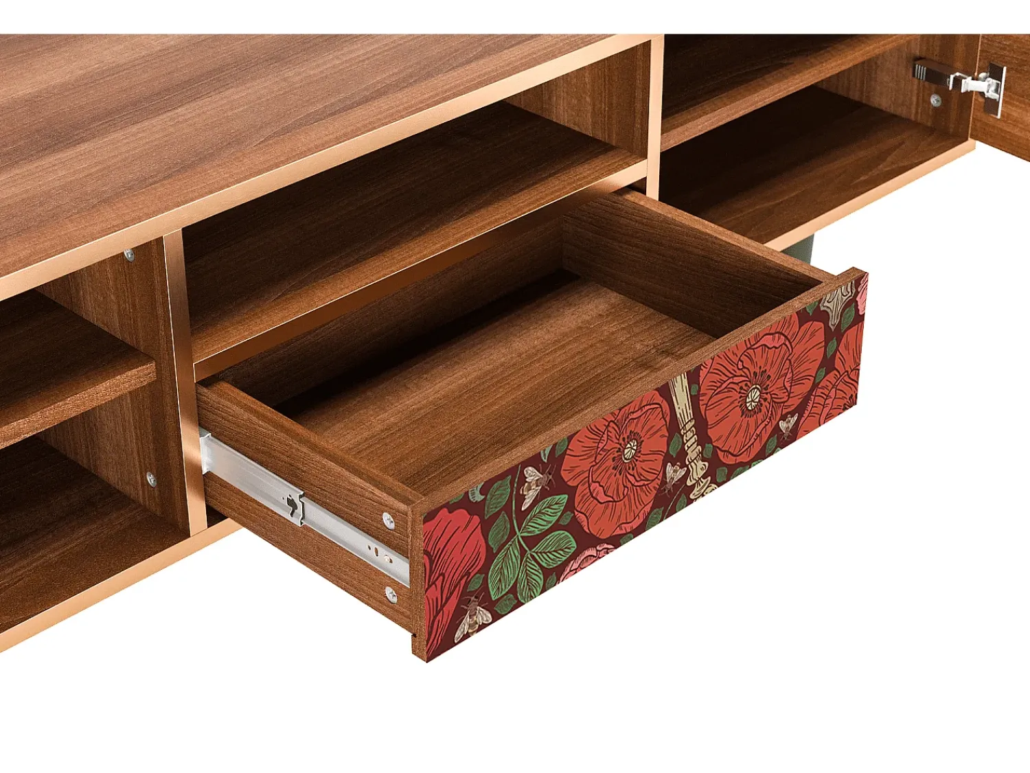 Móvel De Tv| Mueble de TV - 170х59х41 cm - T6 - Poppy Garden, Nogueira Castanho