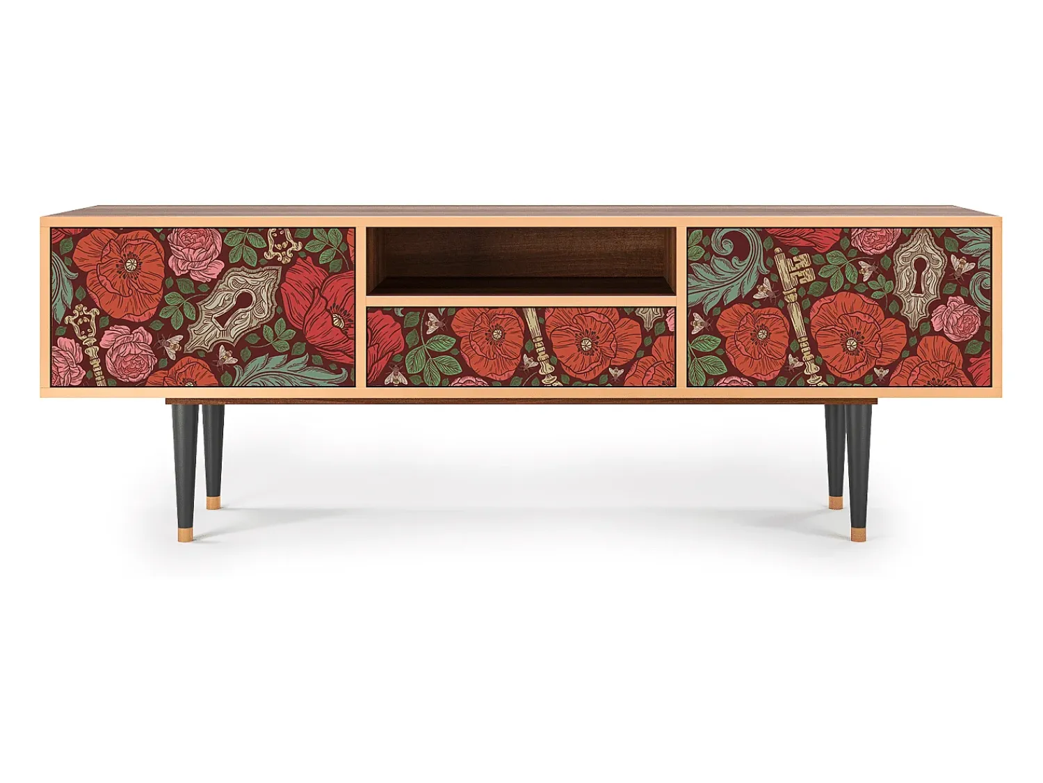Móvel De Tv| Mueble de TV - 170х59х41 cm - T6 - Poppy Garden, Nogueira Castanho