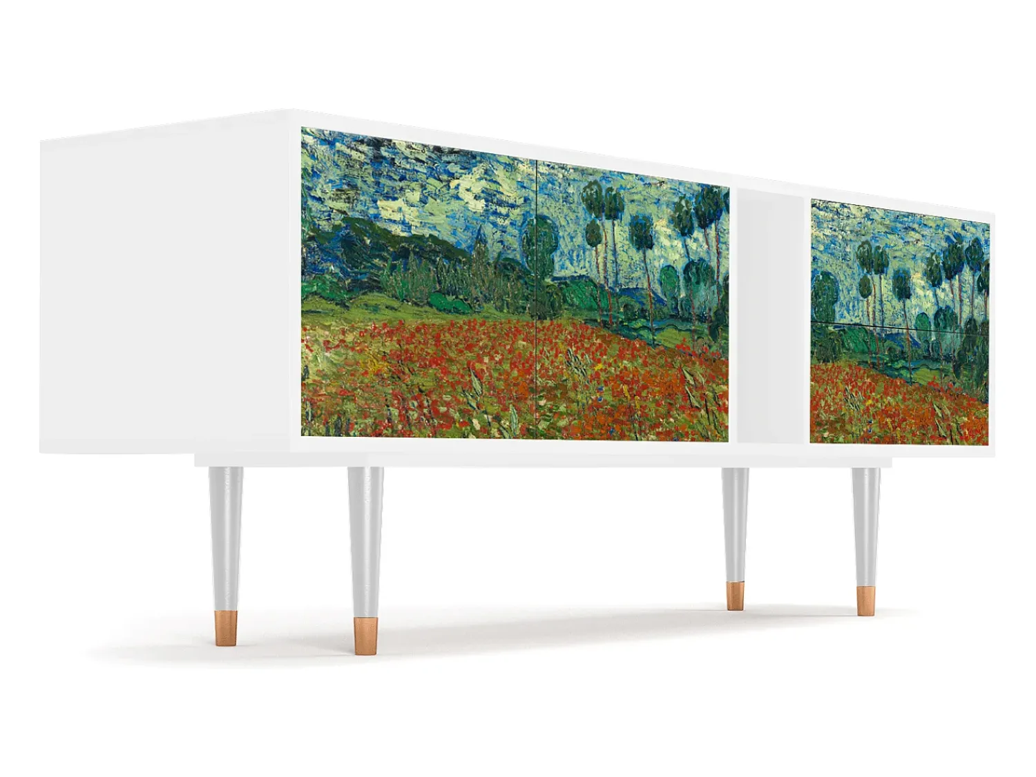 Móvel De Tv| Mueble de TV - 170х69х48 cm - T1 - Poppy field by van Gogh, Branco Bege