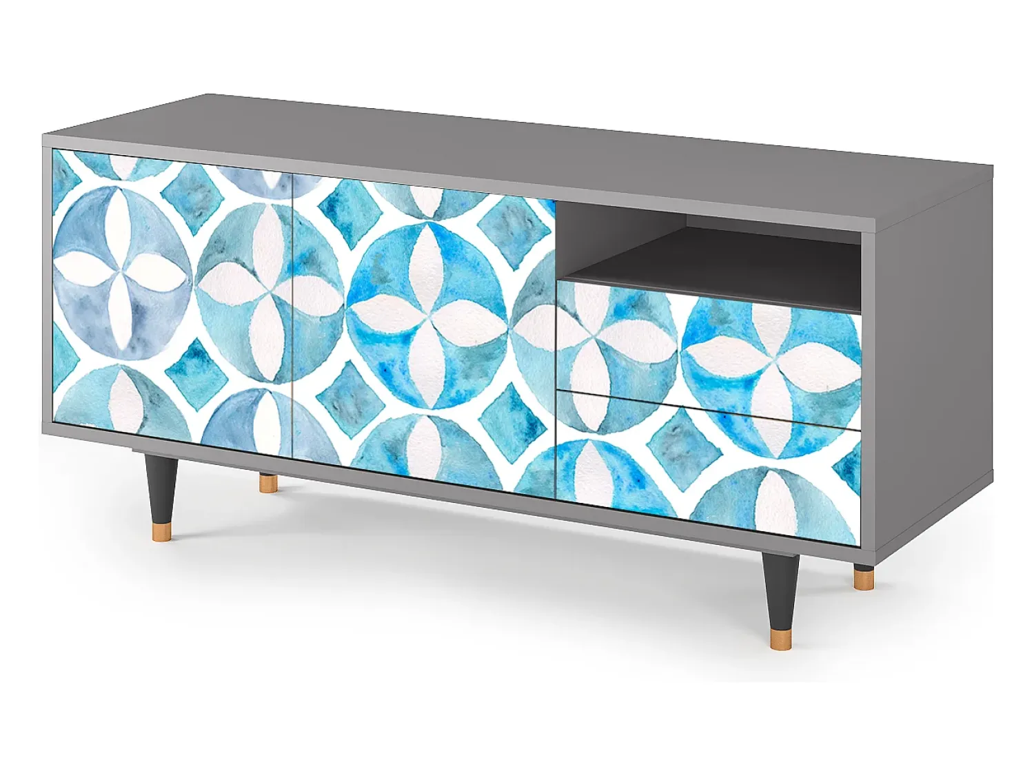 Móvel De Tv| Mueble de TV - 125х56х41 cm - T7 - Porto Mood, Cinza Cinzento