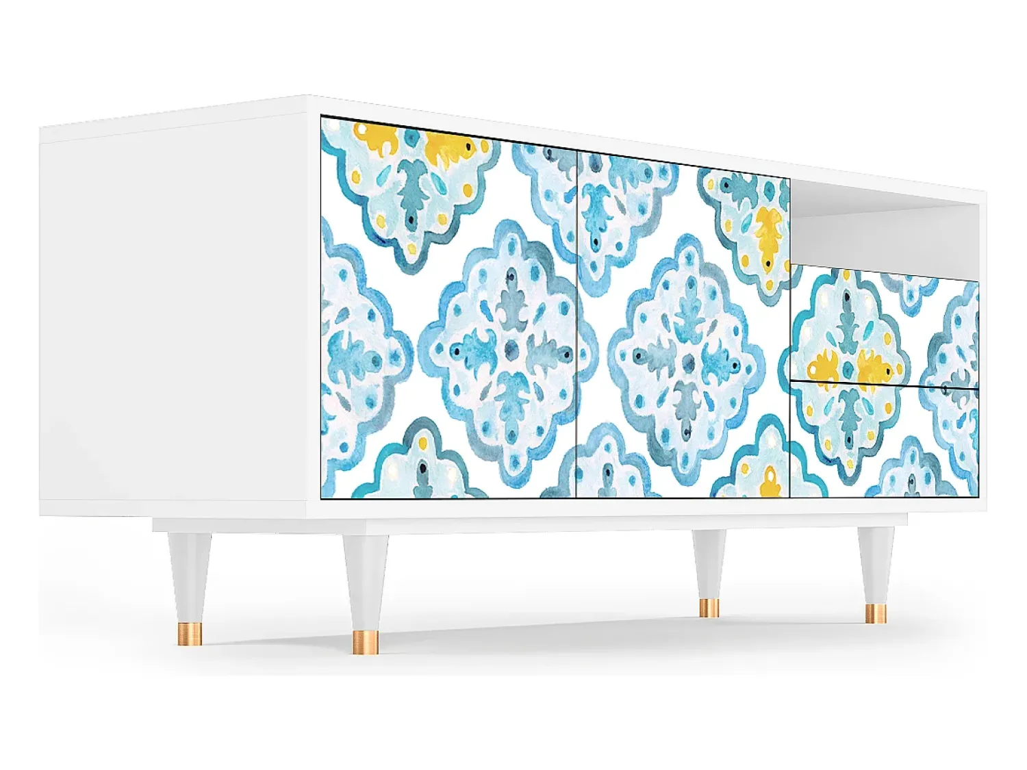 Discount Mueble de TV - 125х56х41 cm - T7 - Portugese tiles, Branco Bege