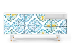 Discount Mueble de TV - 125х56х41 cm - T7 - Portugese tiles, Branco Bege