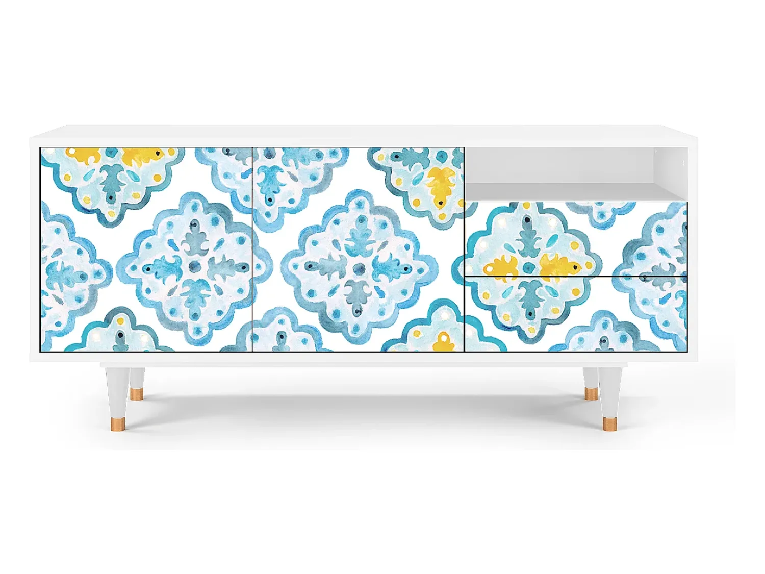 Discount Mueble de TV - 125х56х41 cm - T7 - Portugese tiles, Branco Bege
