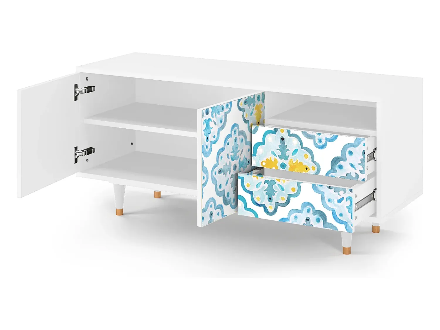 Discount Mueble de TV - 125х56х41 cm - T7 - Portugese tiles, Branco Bege