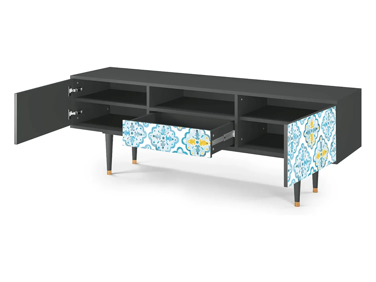 Mueble de TV - 170х59х41 cm - T6 - Portugese tiles, Antracite^ Móvel De Tv