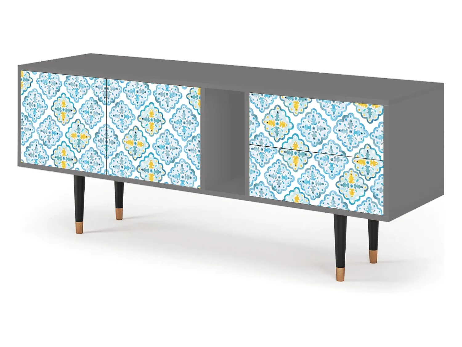 Clearance Mueble de TV - 170х69х48 cm - T1 - Portugese tiles, Cinza Cinzento