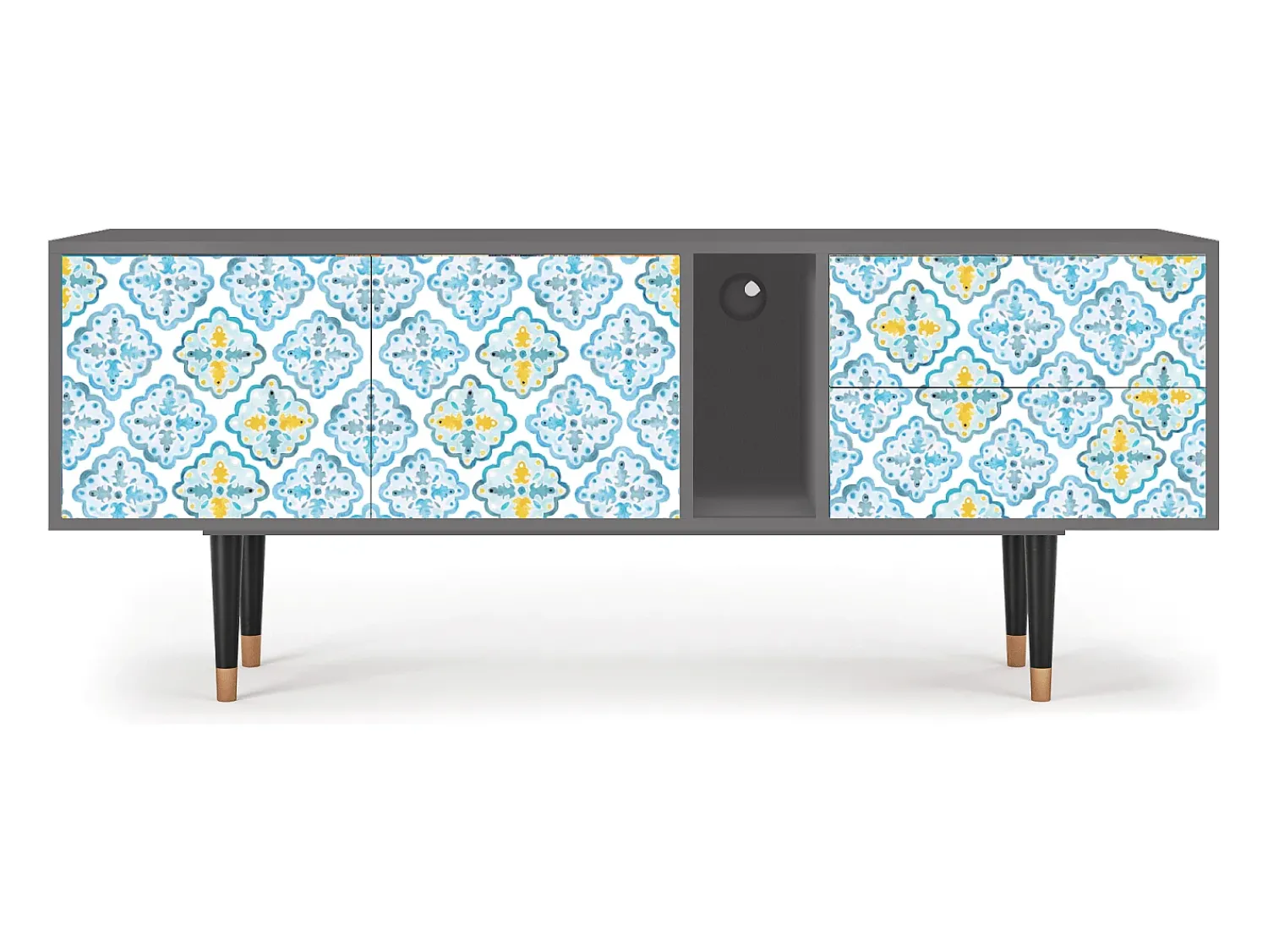 Clearance Mueble de TV - 170х69х48 cm - T1 - Portugese tiles, Cinza Cinzento