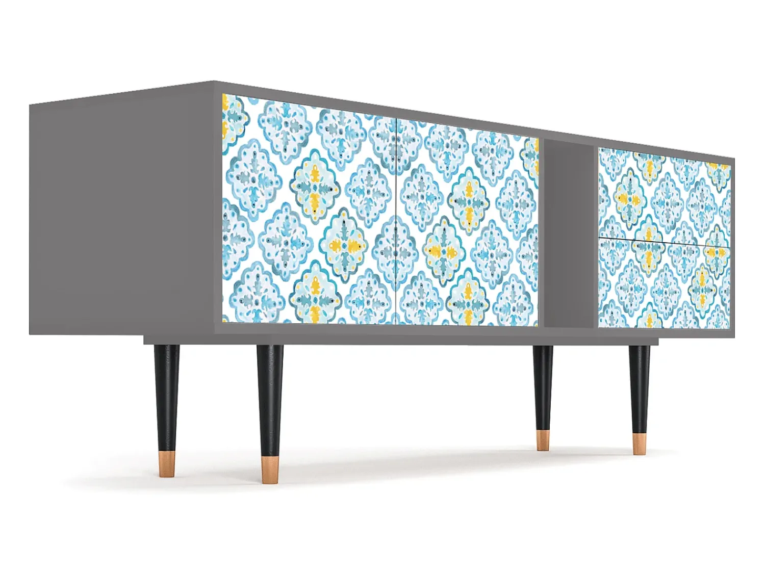Clearance Mueble de TV - 170х69х48 cm - T1 - Portugese tiles, Cinza Cinzento