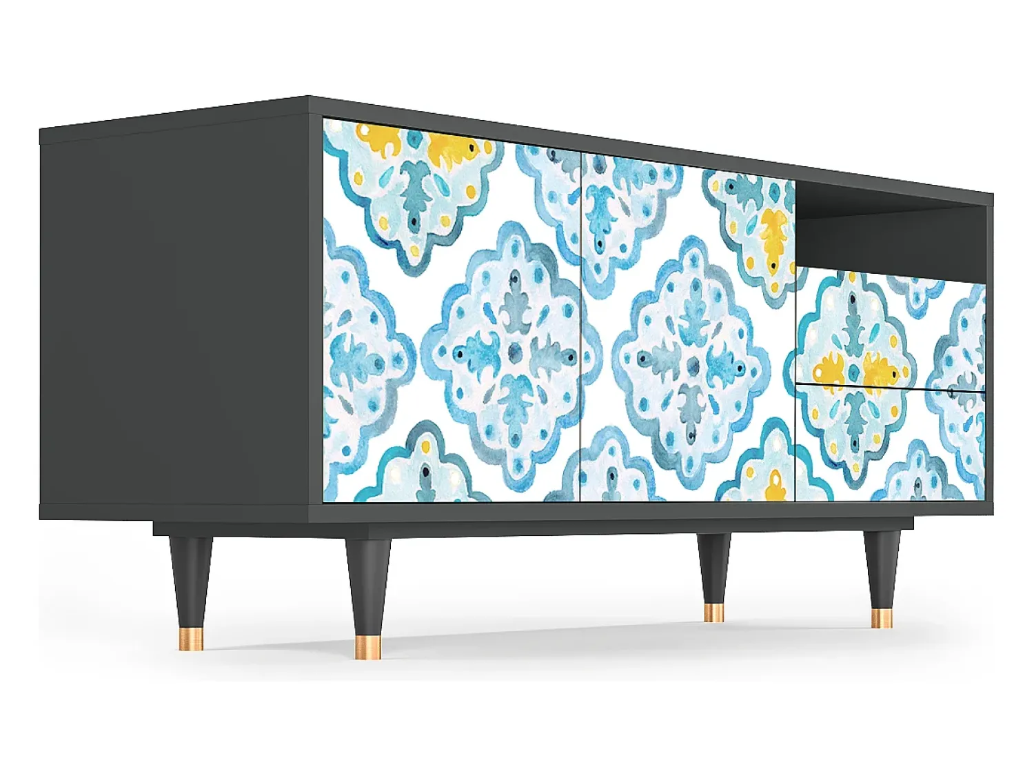 Móvel De Tv| Mueble de TV - 125х56х41 cm - T7 - Portugese tiles, Antracite Cinza antracite