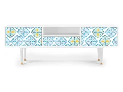 Mueble de TV - 170х59х41 cm - T6 - Portugese tiles, Branco^ Móvel De Tv