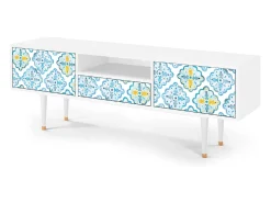 Mueble de TV - 170х59х41 cm - T6 - Portugese tiles, Branco^ Móvel De Tv