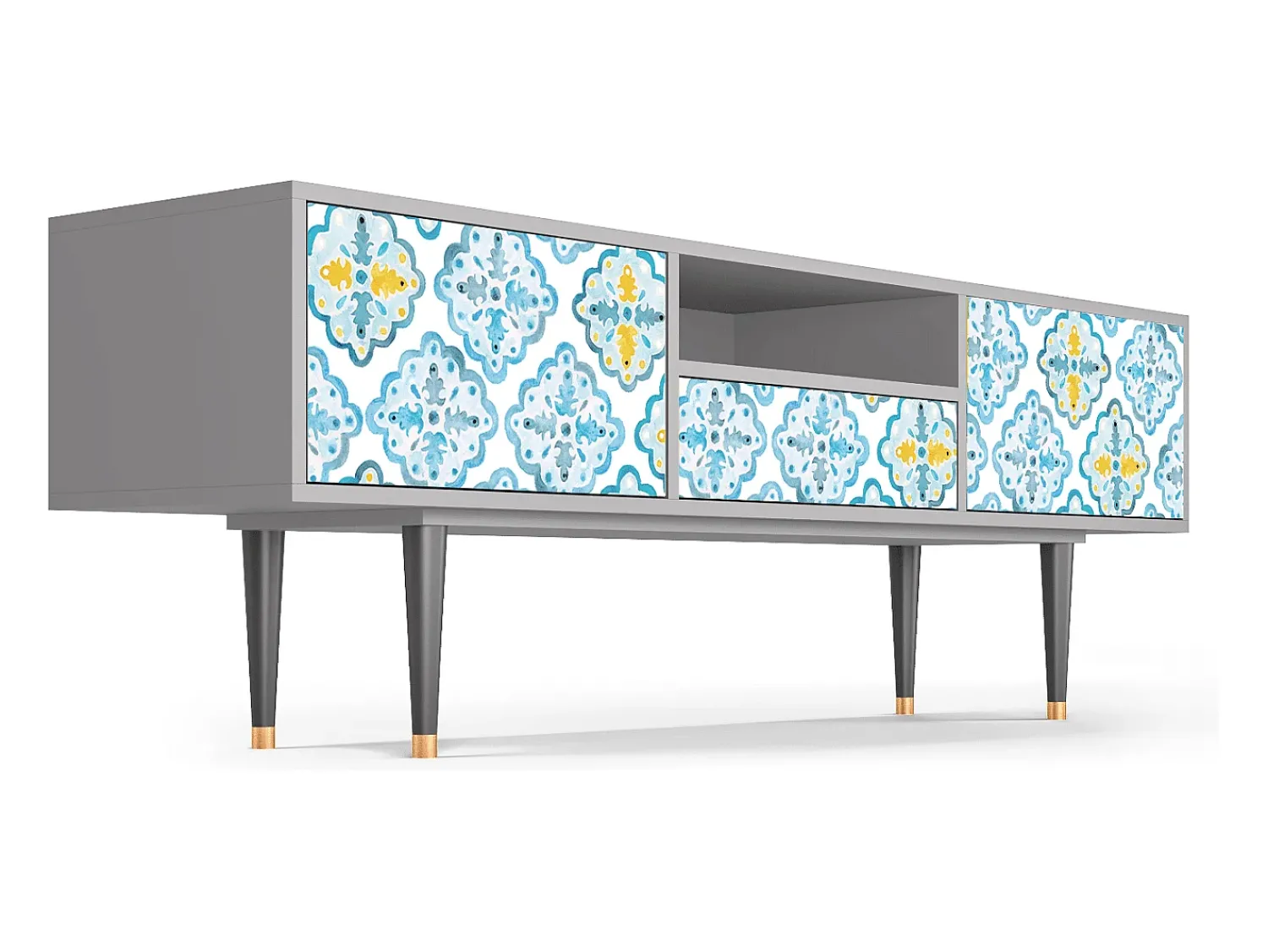 Móvel De Tv| Mueble de TV - 170х59х41 cm - T6 - Portugese tiles, Cinza Cinzento