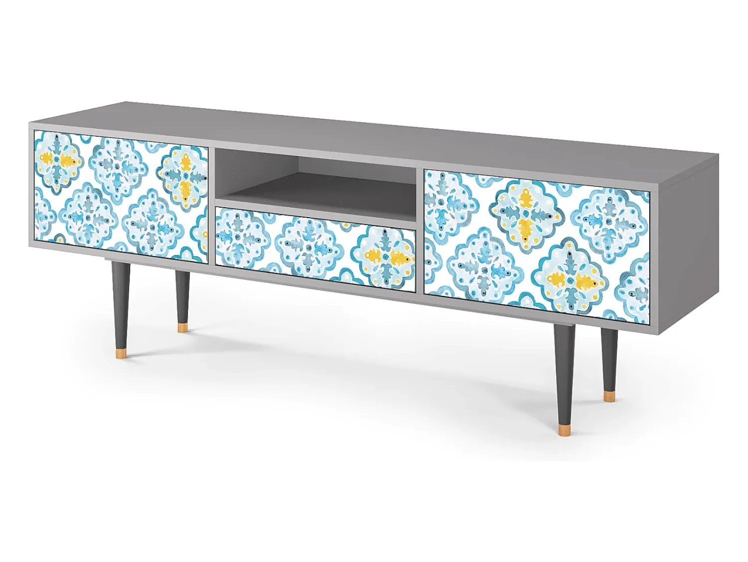 Móvel De Tv| Mueble de TV - 170х59х41 cm - T6 - Portugese tiles, Cinza Cinzento