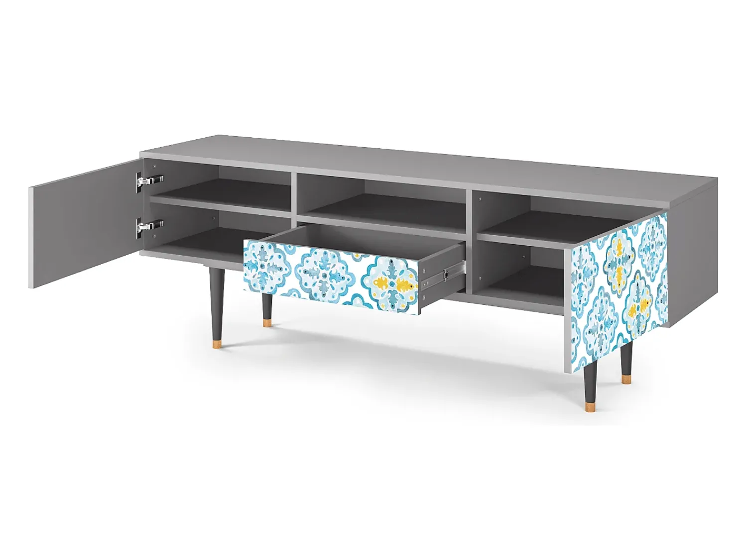 Móvel De Tv| Mueble de TV - 170х59х41 cm - T6 - Portugese tiles, Cinza Cinzento