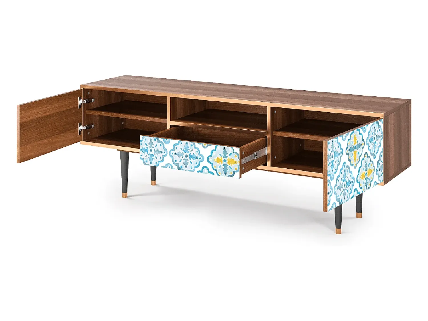 Móvel De Tv| Mueble de TV - 170х59х41 cm - T6 - Portugese tiles, Nogueira Castanho