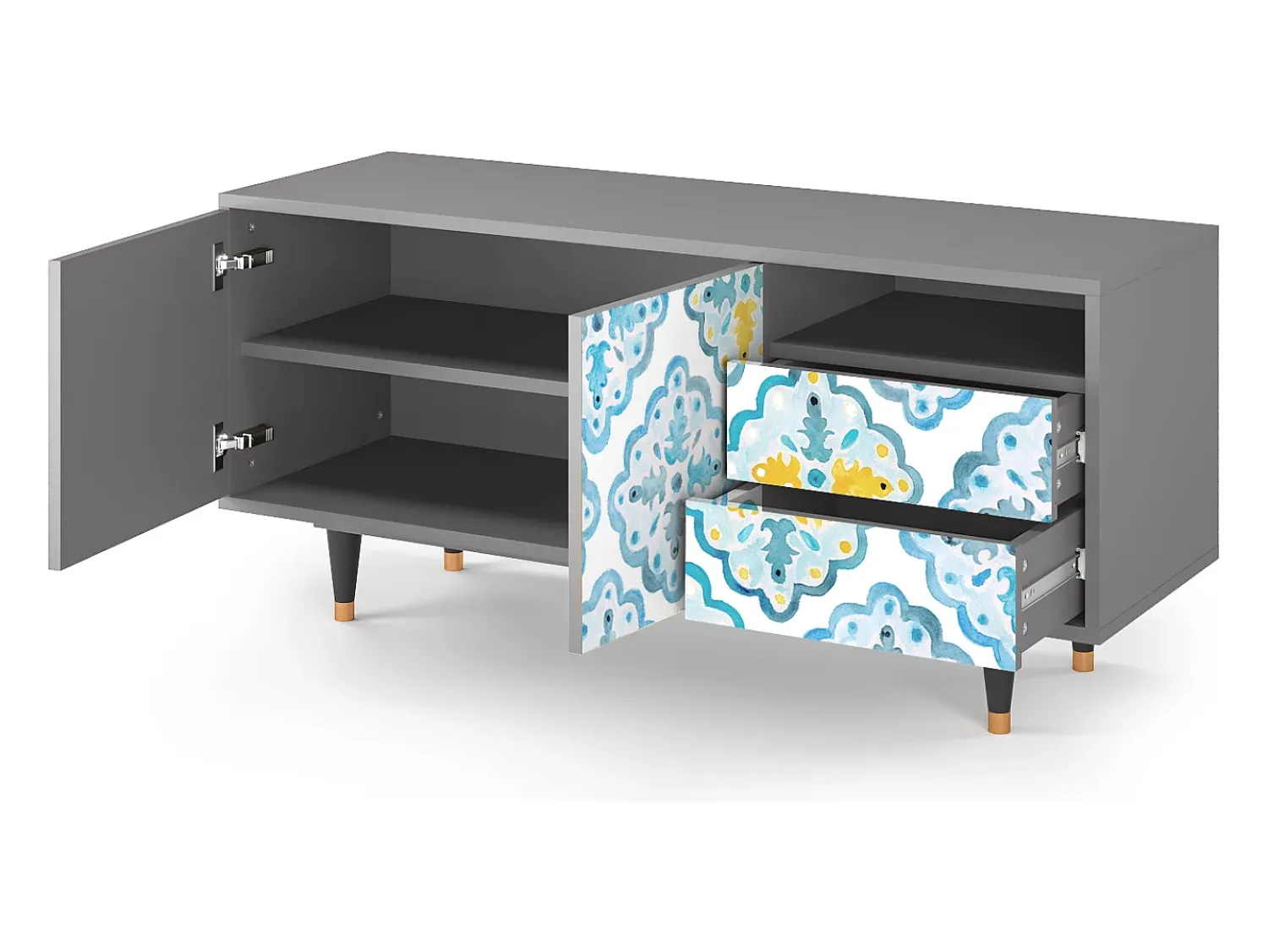 Móvel De Tv* Mueble de TV - 125х56х41 cm - T7 - Portugese tiles, Cinza Cinzento