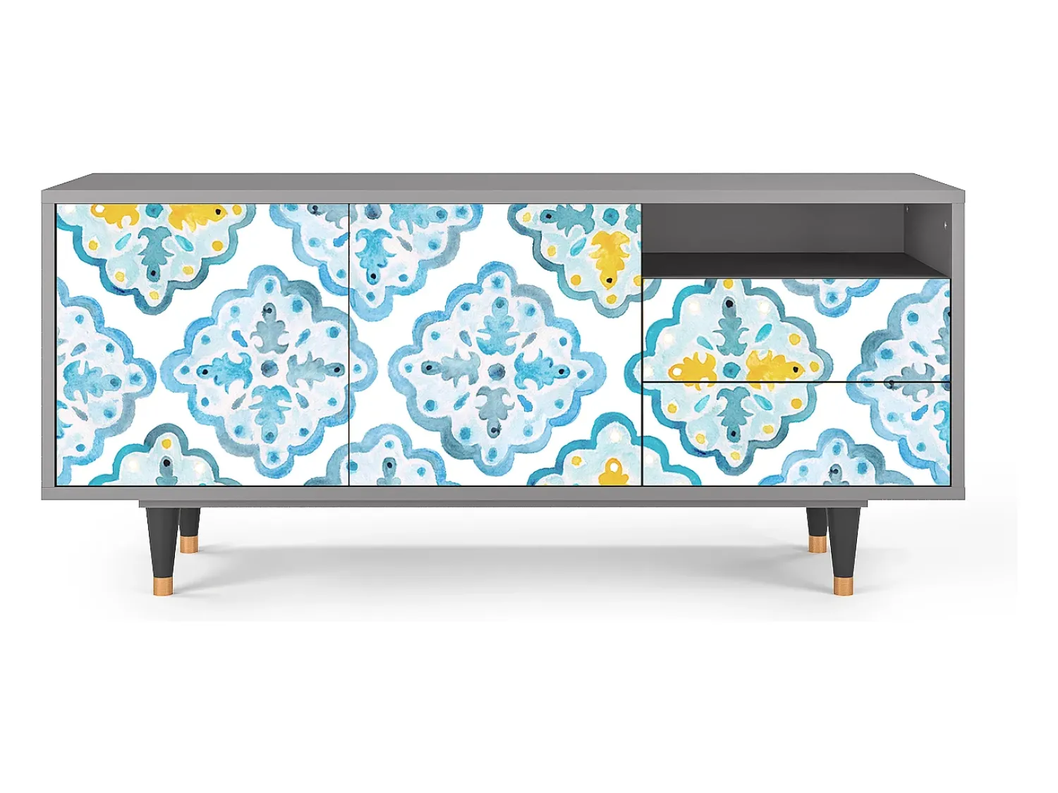 Móvel De Tv* Mueble de TV - 125х56х41 cm - T7 - Portugese tiles, Cinza Cinzento