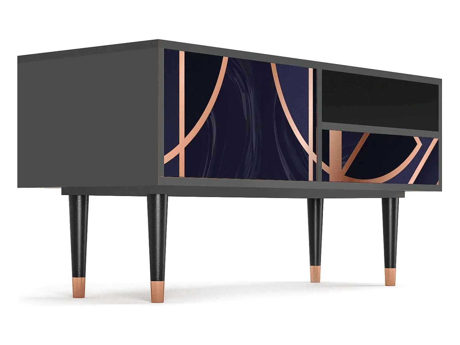 Móvel De Tv* Mueble de TV - 115х59х48 cm - T3 - Purple Temple, Antracite Cinza antracite