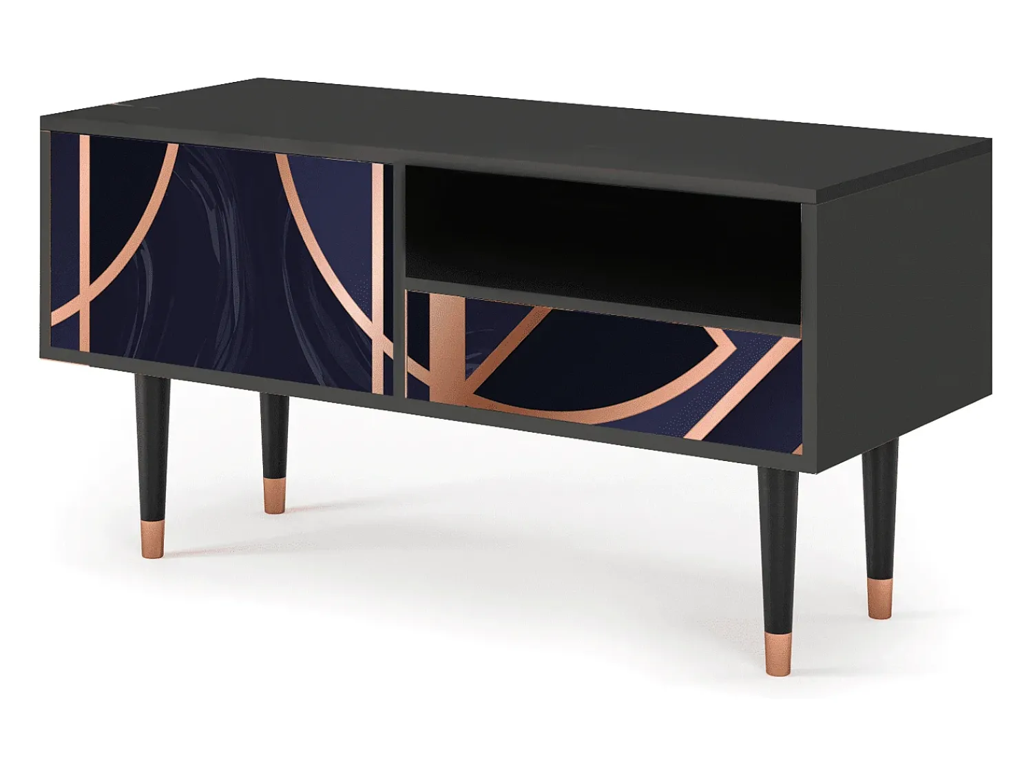 Móvel De Tv* Mueble de TV - 115х59х48 cm - T3 - Purple Temple, Antracite Cinza antracite