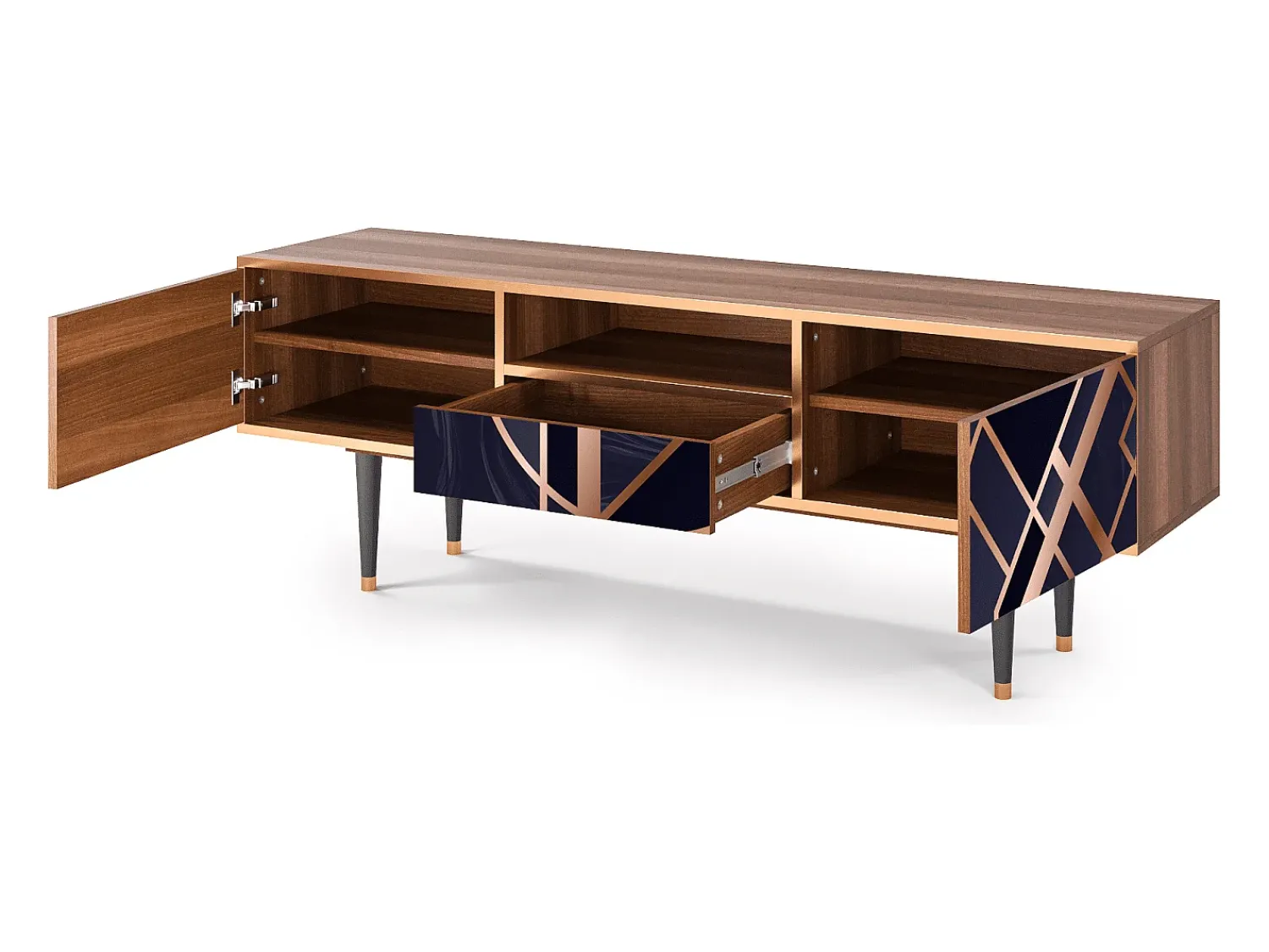 Móvel De Tv* Mueble de TV - 170х59х41 cm - T6 - Purple Temple, Nogueira Castanho