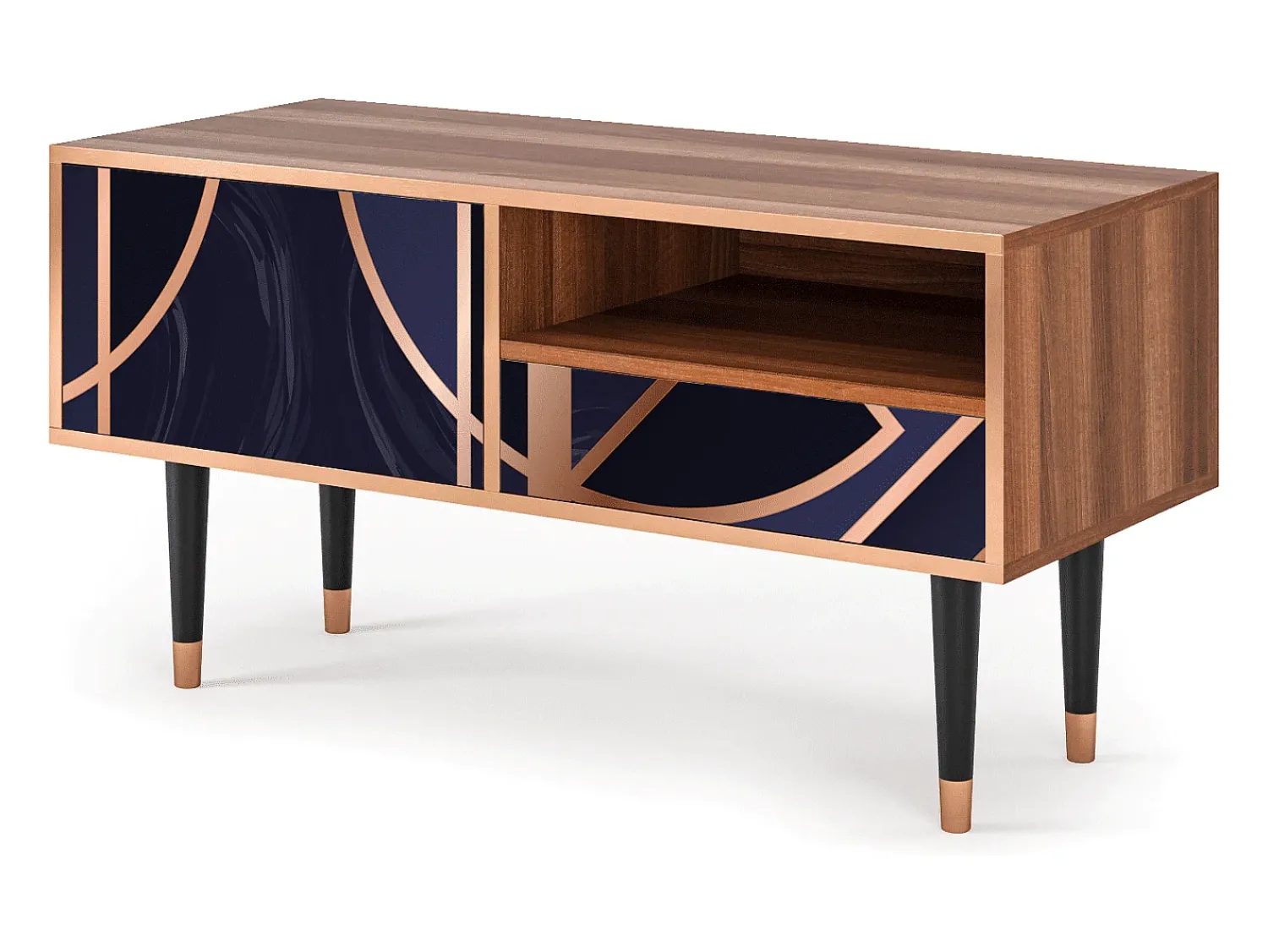 Móvel De Tv* Mueble de TV - 115х59х48 cm - T3 - Purple Temple, Nogueira Castanho