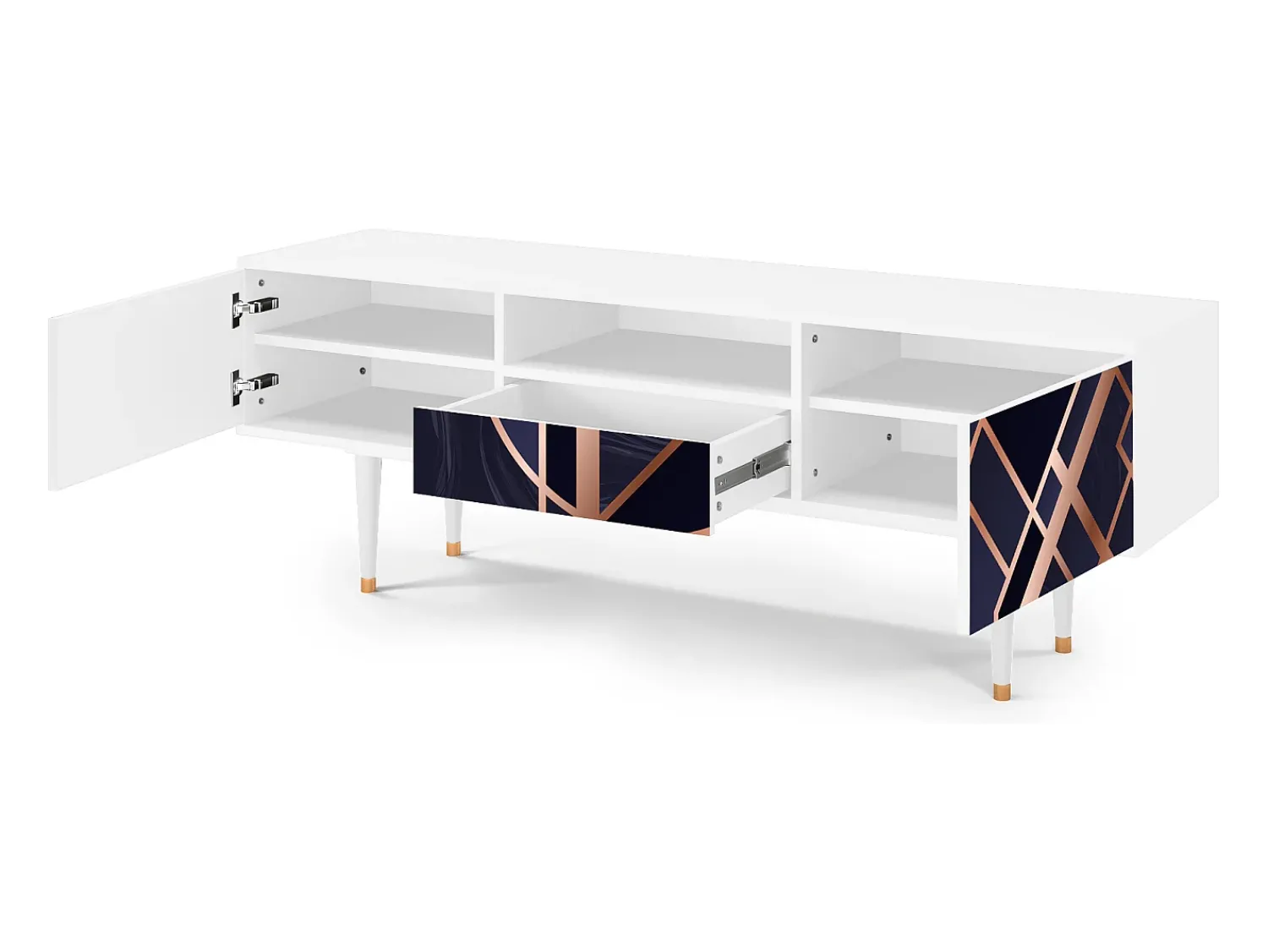 Móvel De Tv* Mueble de TV - 170х59х41 cm - T6 - Purple Temple, Branco Bege