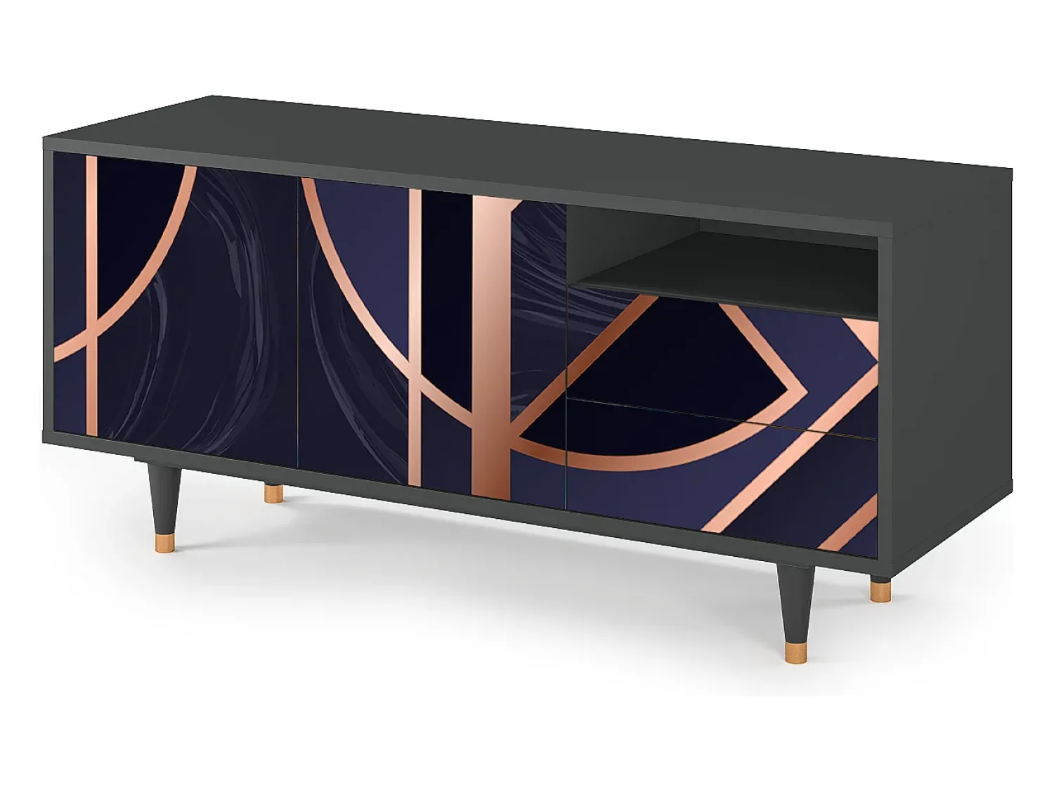 Hot Mueble de TV - 125х56х41 cm - T7 - Purple Temple, Antracite Cinza antracite