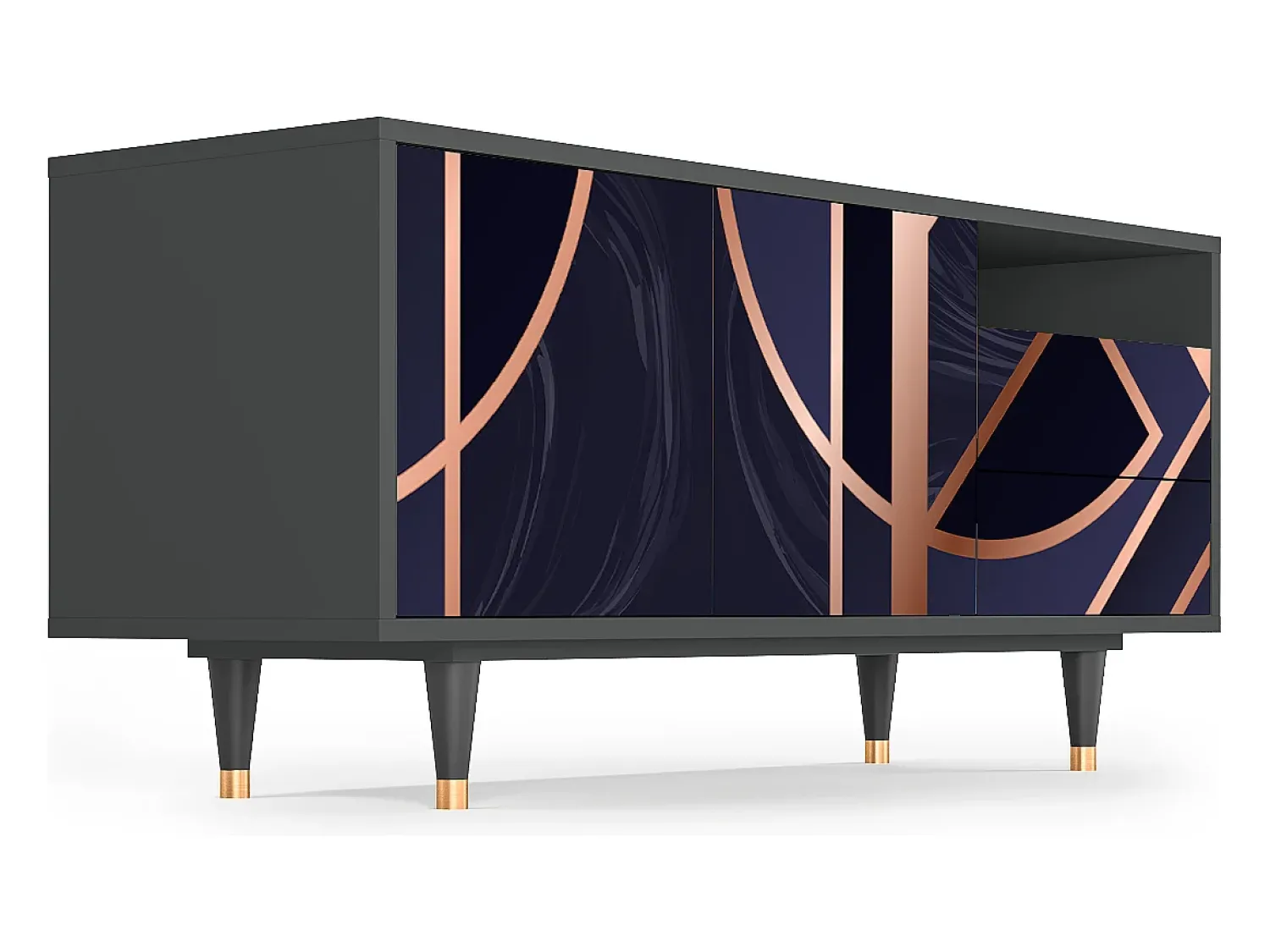 Hot Mueble de TV - 125х56х41 cm - T7 - Purple Temple, Antracite Cinza antracite