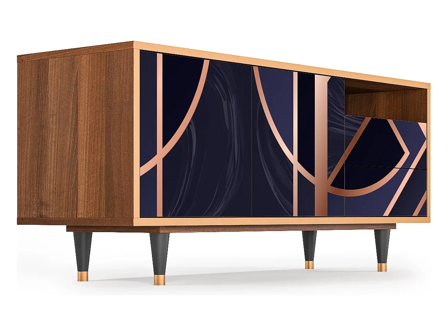 Móvel De Tv| Mueble de TV - 125х56х41 cm - T7 - Purple Temple, Nogueira Castanho