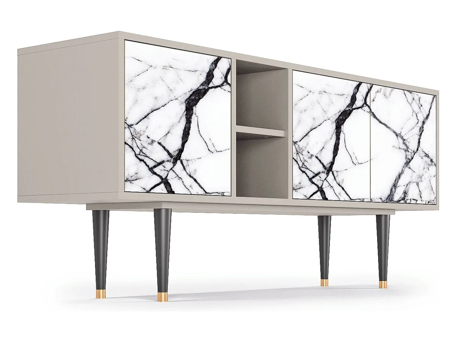 Mueble de TV - 150х69х41 cm - T5 - Raven Marble, Areia Bege