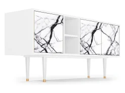 Mueble de TV - 150х69х41 cm - T5 - Raven Marble, Branco^ Móvel De Tv