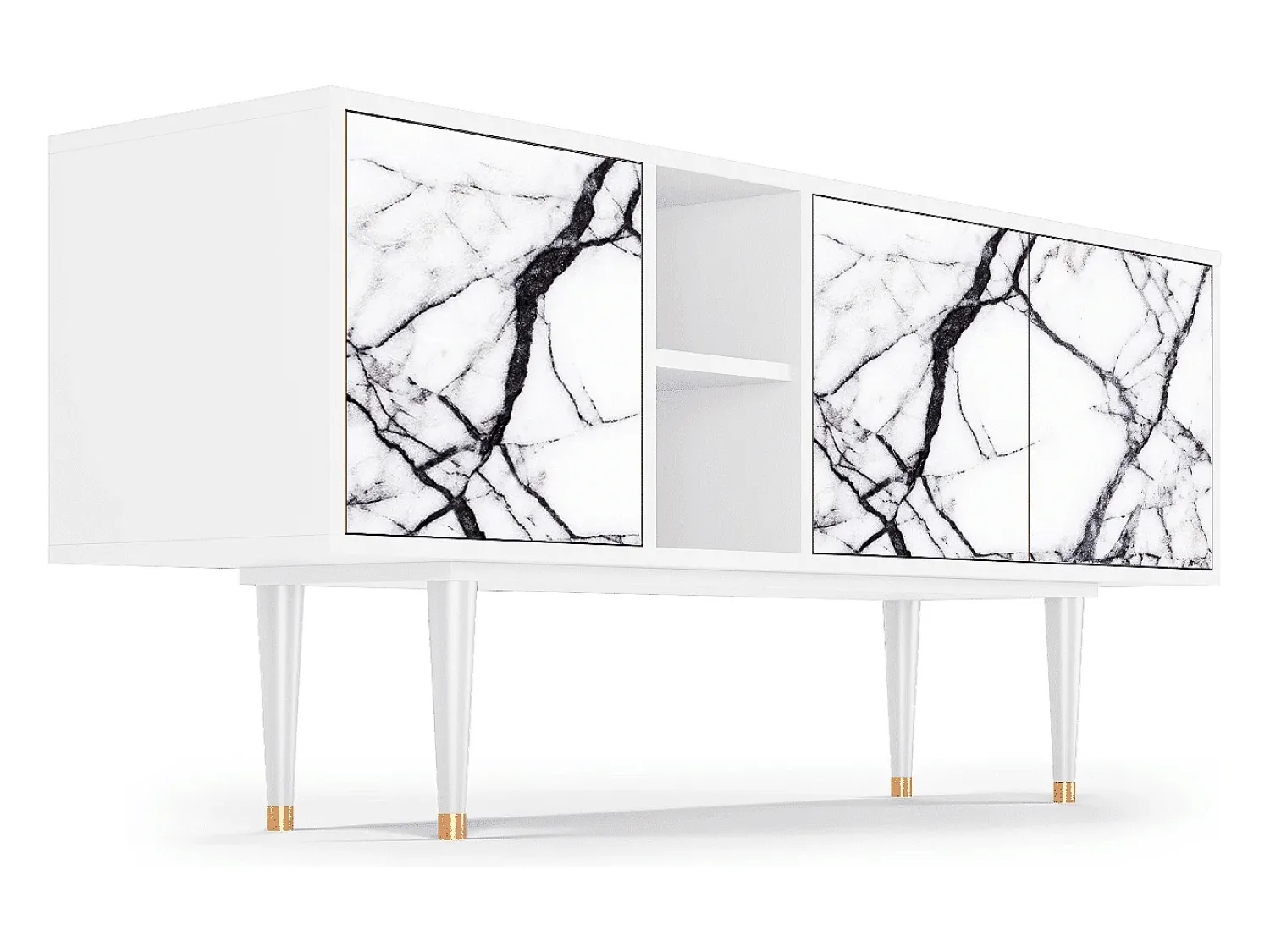 Mueble de TV - 150х69х41 cm - T5 - Raven Marble, Branco^ Móvel De Tv